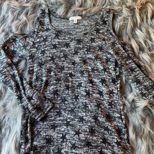 Cold shoulder star sweater